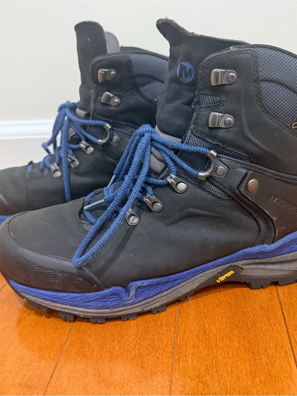 Merrell Men's Black and Blue Hiking Boots - Durable Trail Footwear